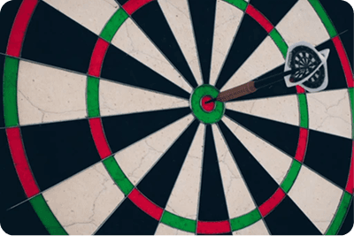 Dart board representing targeted investments